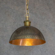 Antique Bronze Hammered Dome Pendant Light - Artisan Patina Finish - Insideast