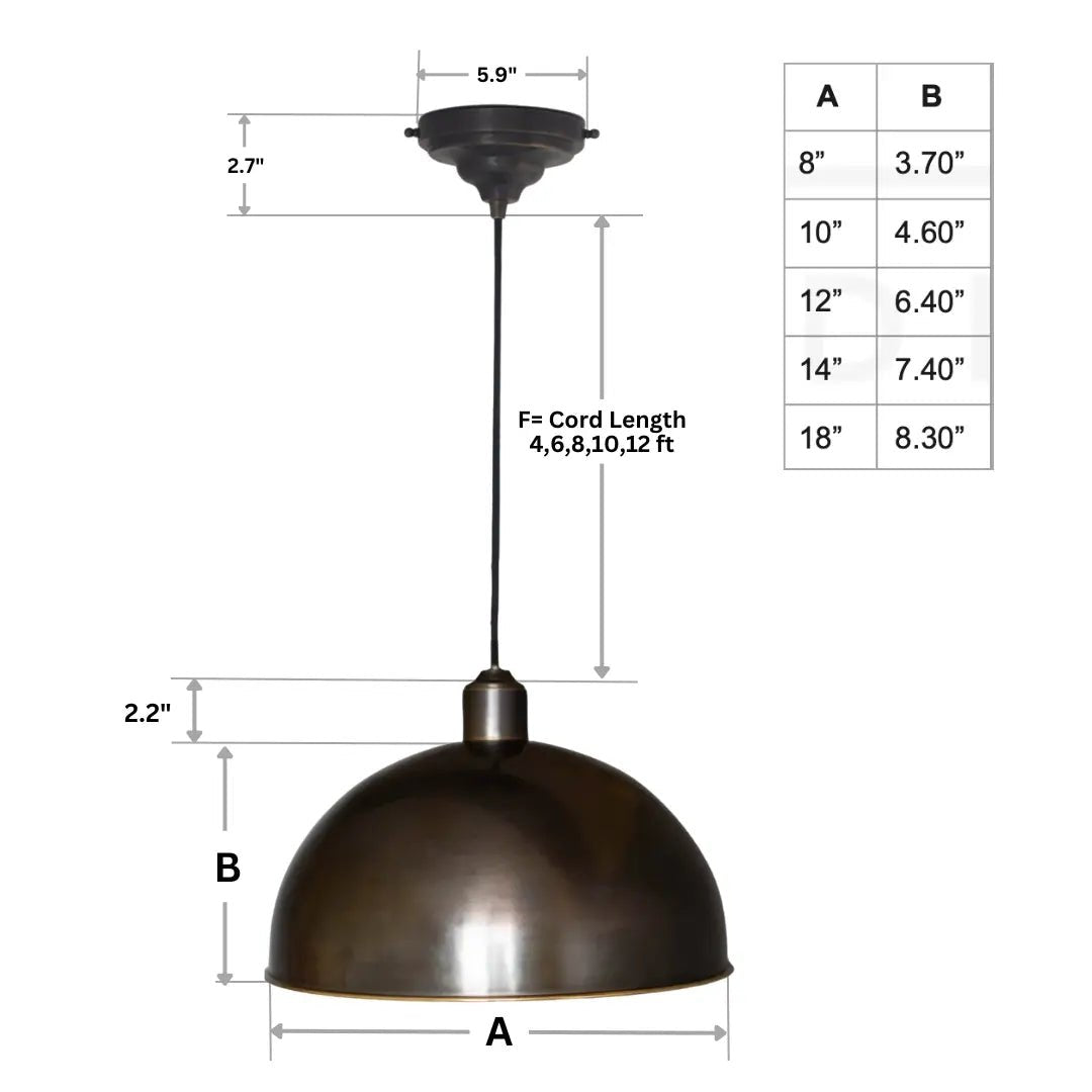 Antique Bronze Pendant Light, Bronze Dome Pendant, Antique Ceiling Lampshade - Insideast