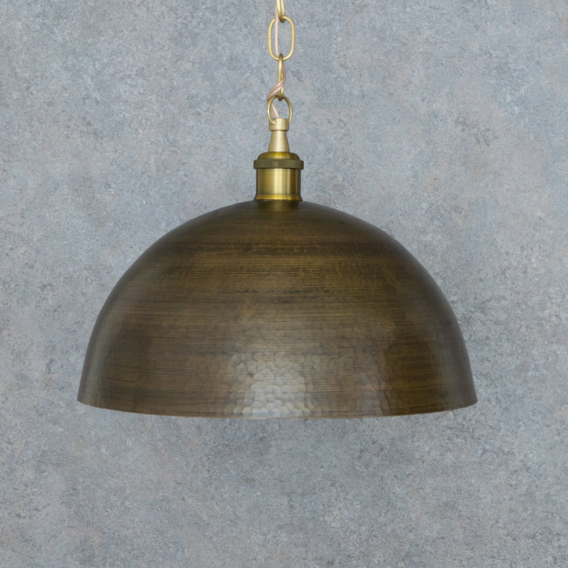 Antique Bronze Soft - Hammered Dome Pendant Light | Dark Oil - Rubbed Finish - Insideast