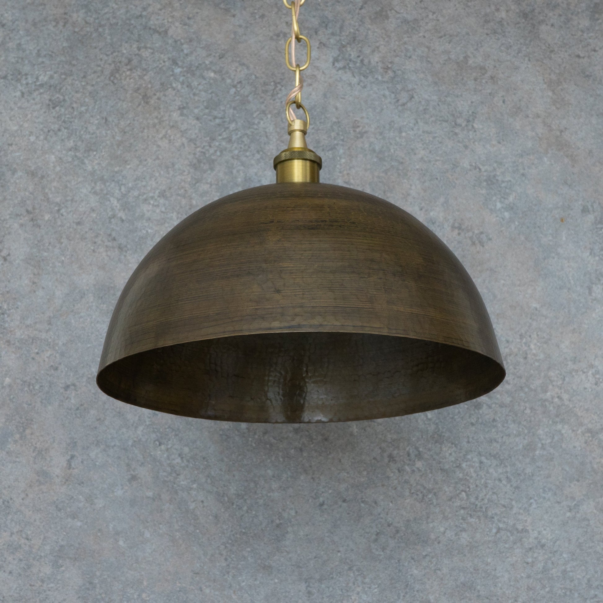 Antique Bronze Soft - Hammered Dome Pendant Light | Dark Oil - Rubbed Finish - Insideast