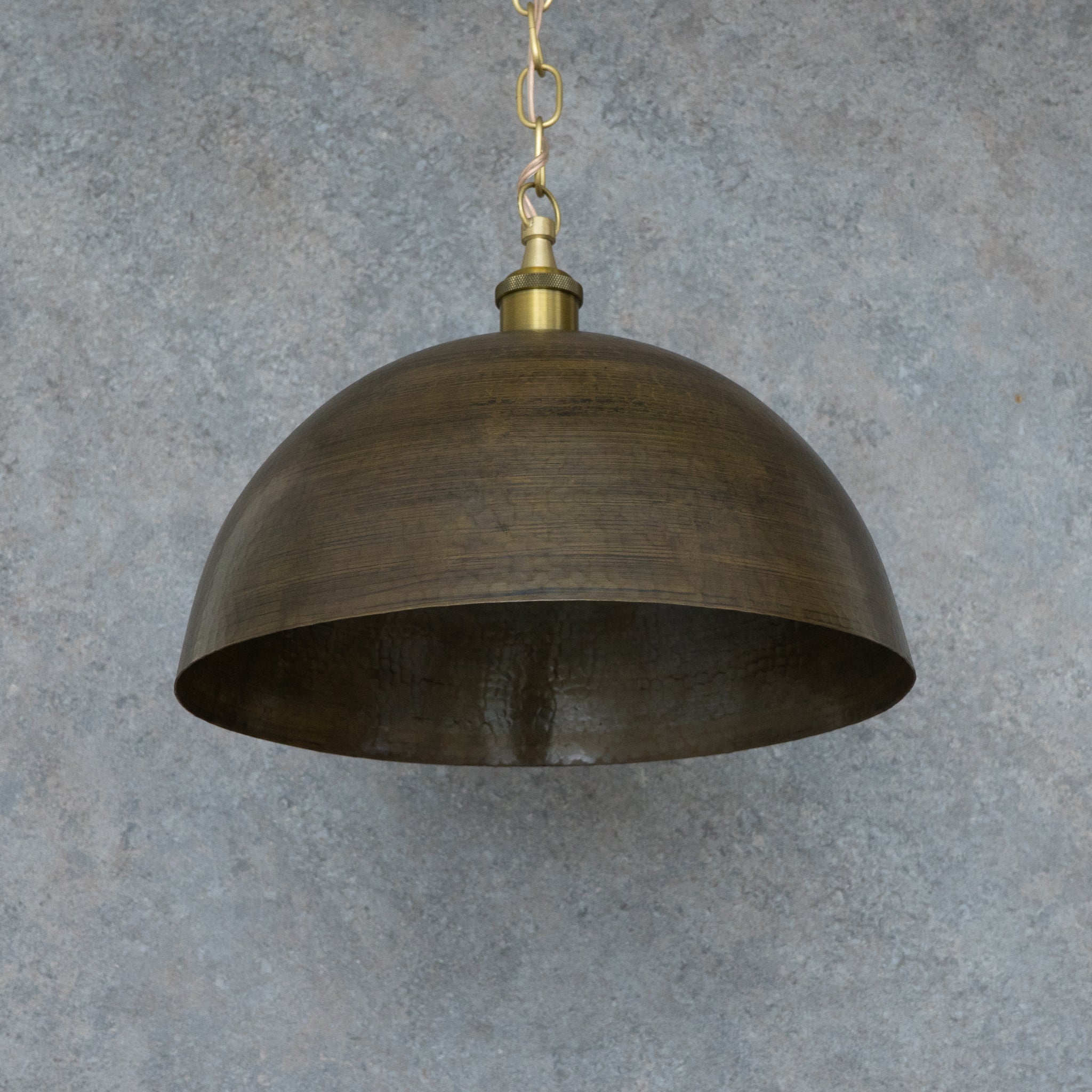 Antique Bronze Soft - Hammered Dome Pendant Light | Dark Oil - Rubbed Finish - Insideast