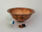 Load image into Gallery viewer, Antique Copper Bowl Dropped In Sink Hammered Bathroom Vanity Basin, Aged Copper Vintage Sink
