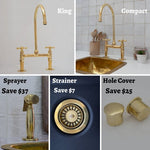 Load image into Gallery viewer, Antique Style, Unlacquered Solid Brass 8&quot; Bridge Faucet, Vintage Kitchen Sink Faucet
