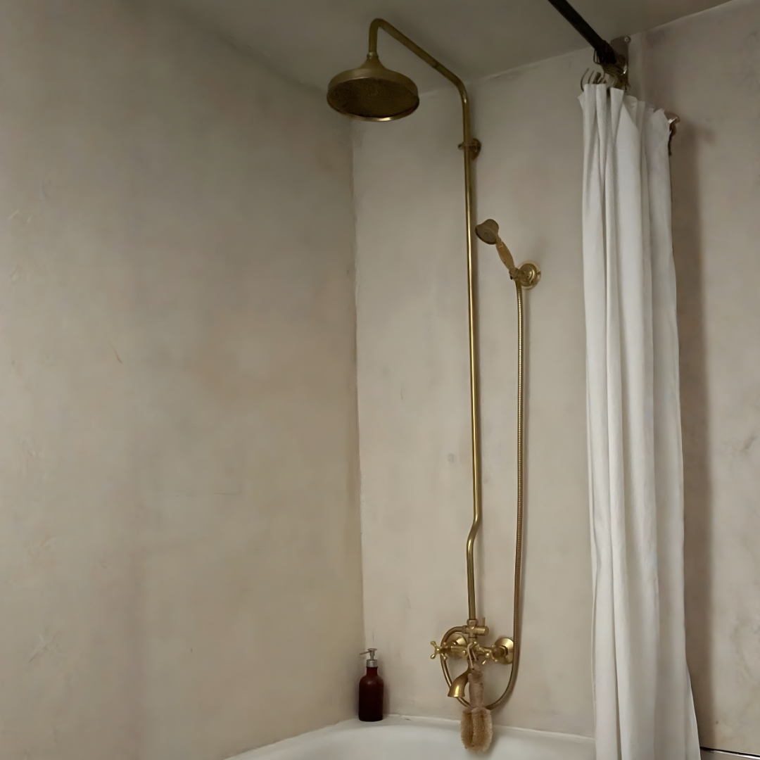 Heritage - Sistema de ducha a la vista de latón sin lacar con llenado de bañera 