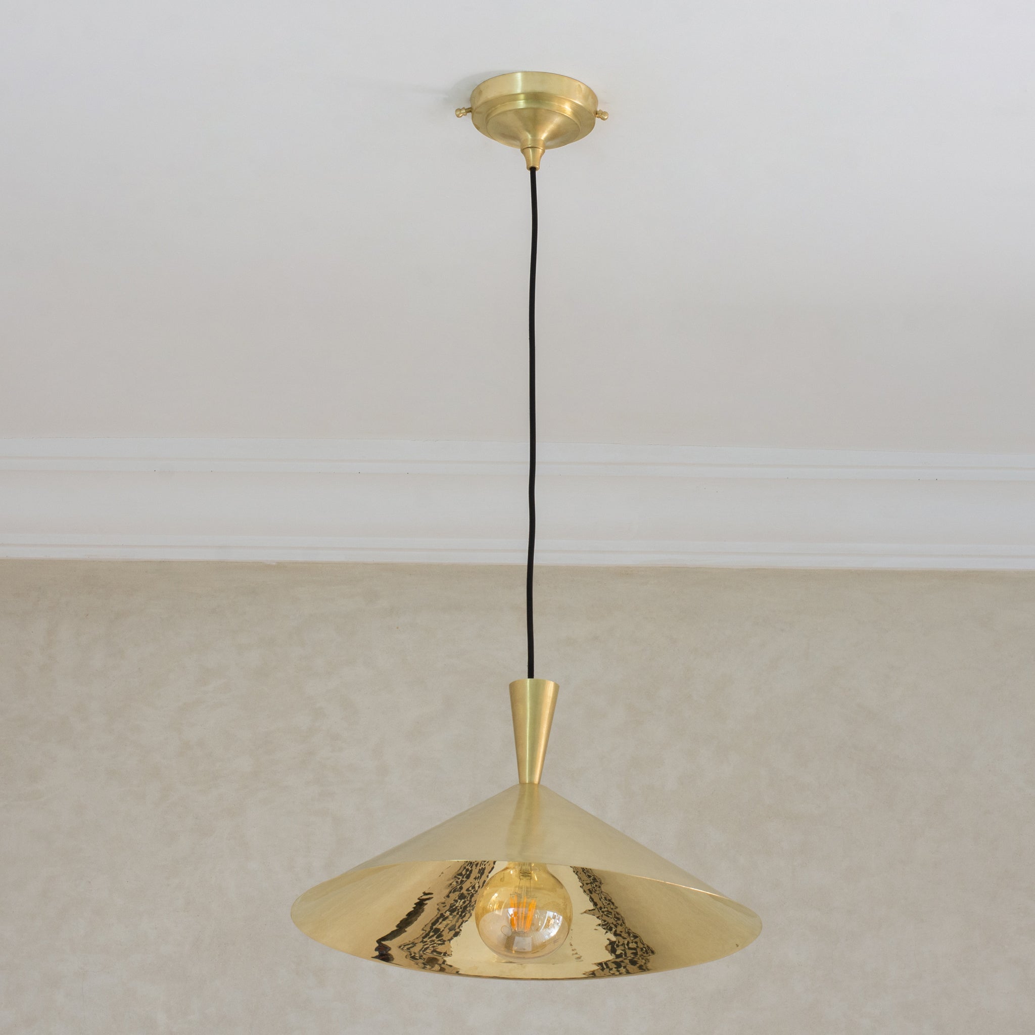 Brass Cone Pendant Light, Kitchen Island Ceiling Light Fixture, Modern Hanging Shade For Kitchen & Living Room, Cone Shade Light - Insideast