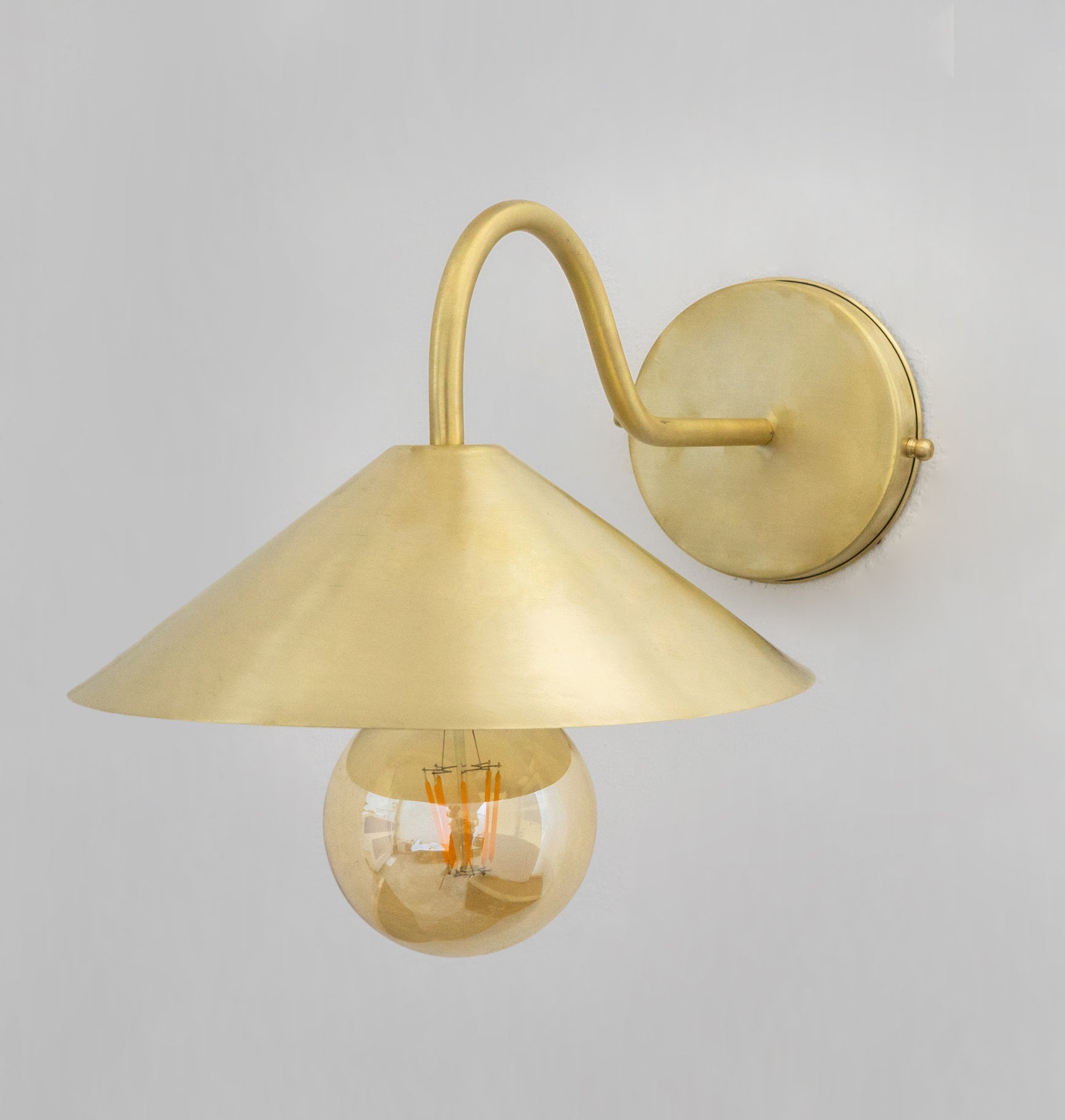 Brass Gooseneck Sconce Light | Cone Shade Wall Lamp - Insideast