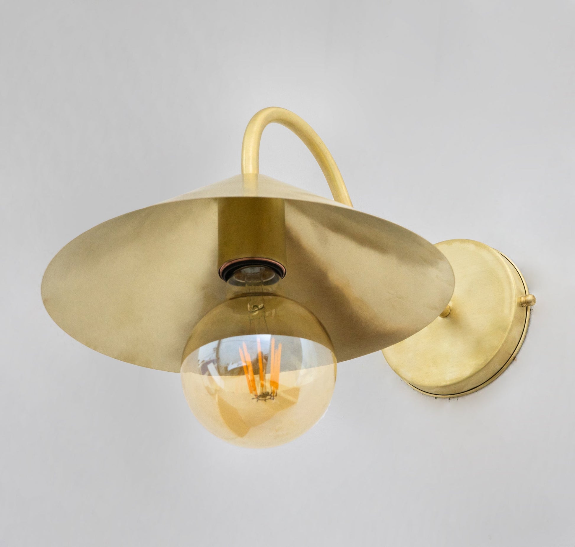 Brass Gooseneck Sconce Light | Cone Shade Wall Lamp - Insideast