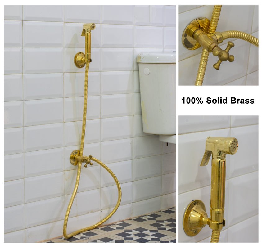 Brass Handheld Bidet Sprayer, Bathroom Bidet Hose Set, Toilet Spray Nozzle, Wall Mount Bidet - Insideast