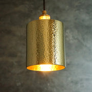 Brass Pendant Light, Hammered Brass Cylindric Pendant Light, Ceiling Light - Insideast