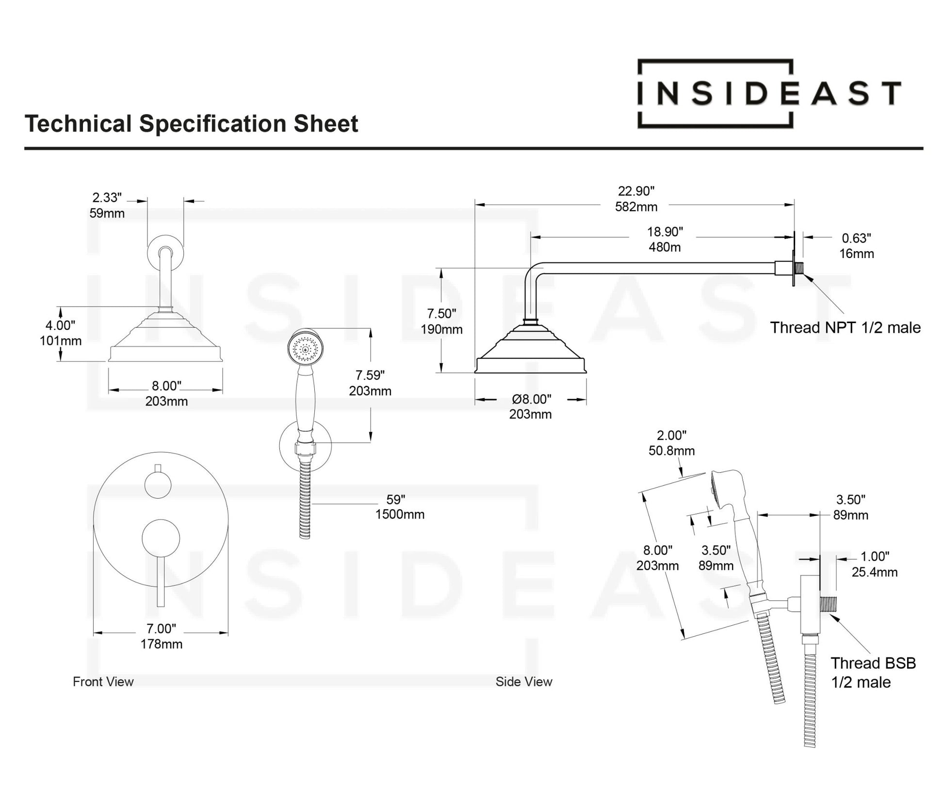 Brass Shower Fixtures – Brass Shower System - Insideast