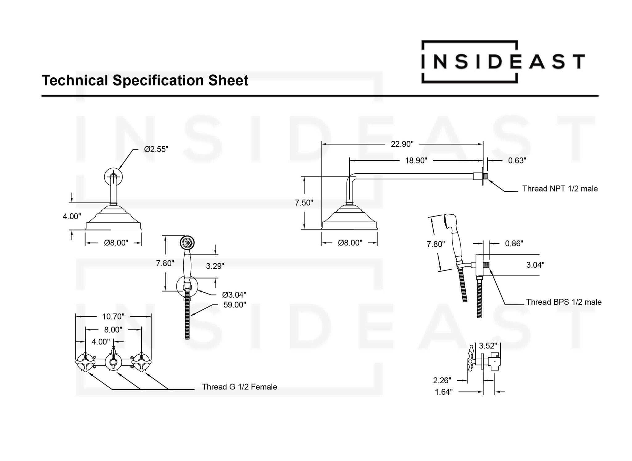 Brass Shower Fixtures – Dual Shower Head - Insideast