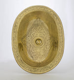 Load image into Gallery viewer, Brass Sink, Oval Brass Sink, Drop-in Brass Bathroom Sink, Engraved Antique Brass Sink, Bathroom Brass sink, Aged Brass Sink
