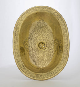 Brass Sink, Oval Brass Sink, Drop-in Brass Bathroom Sink, Engraved Antique Brass Sink, Bathroom Brass sink, Aged Brass Sink