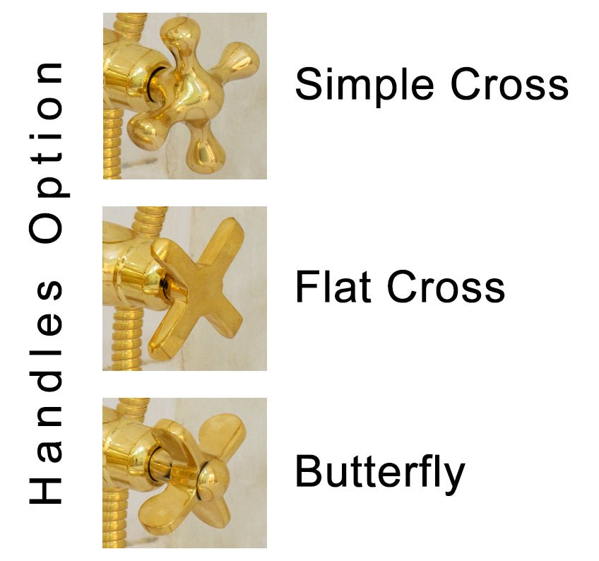 Brass Telephone Tub Filler With Handheld Shower, Deck Mount Tub Filler Handshower, Brass Tub Faucet, 3 - Handle Telephone Faucet - Insideast