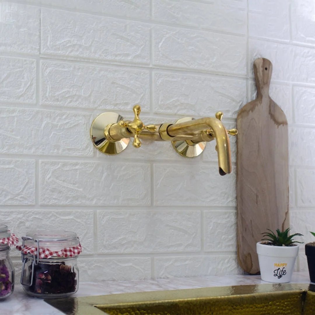 Brass Wall Mount Faucet – Antique Brass Bathroom Faucet - Insideast
