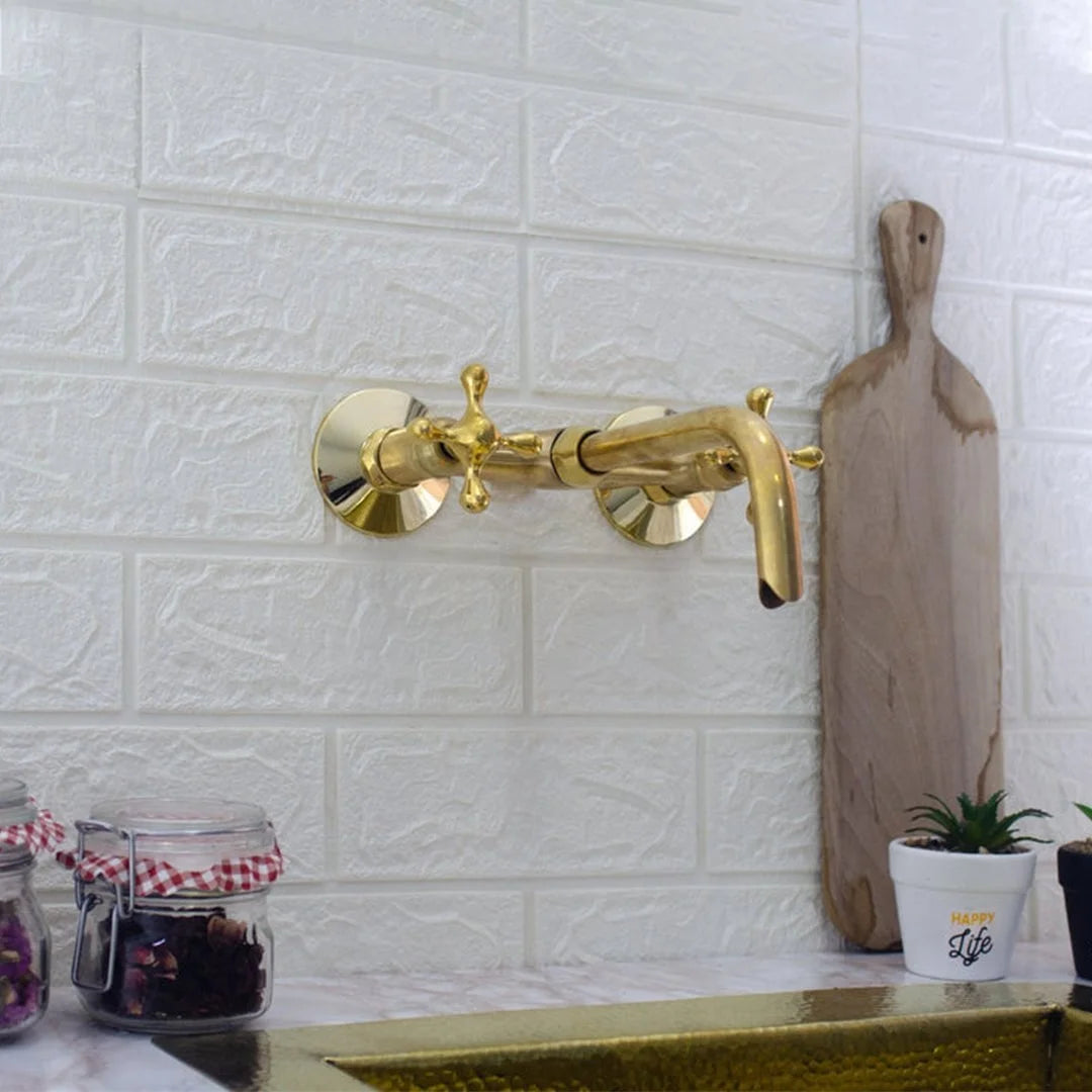 Brass Wall Mount Faucet – Antique Brass Bathroom Faucet