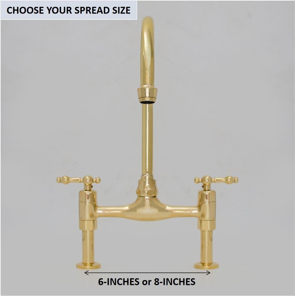 Bridgeford - Unlacquered Brass Kitchen Bridge Faucet - Insideast