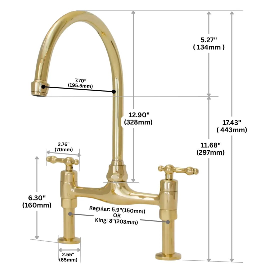 Bridgeford - Unlacquered Brass Kitchen Bridge Faucet - Insideast
