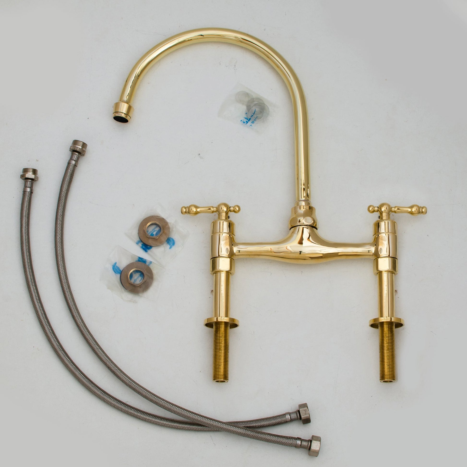 Bridgeford - Unlacquered Brass Kitchen Bridge Faucet - Insideast