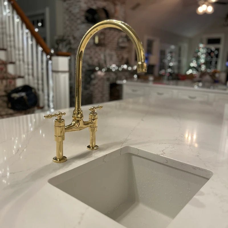 Bridgeford - Unlacquered Brass Kitchen Bridge Faucet - Insideast