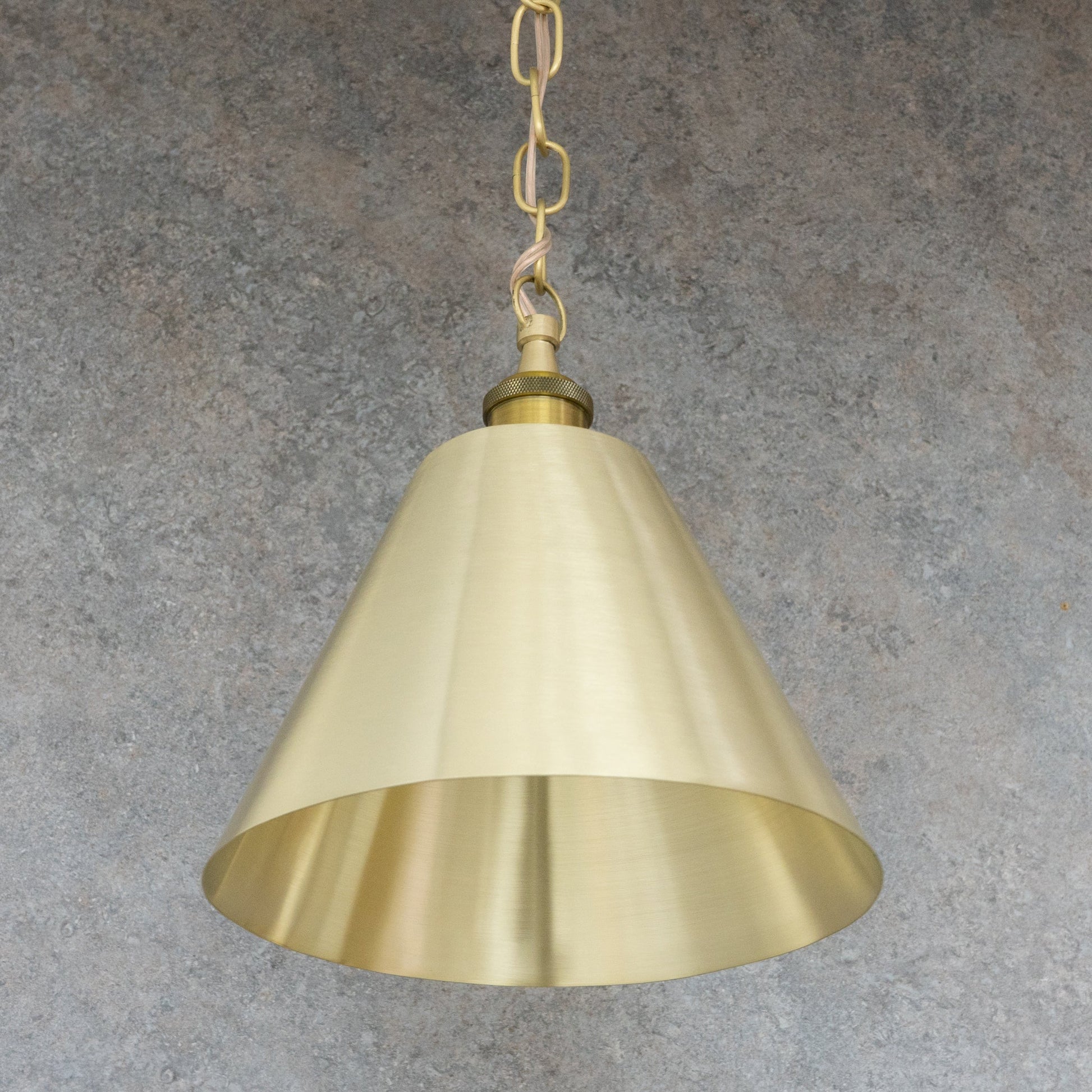 Brushed Brass Cone Pendant Light - Sleek Modern Moroccan Task Lighting - Insideast
