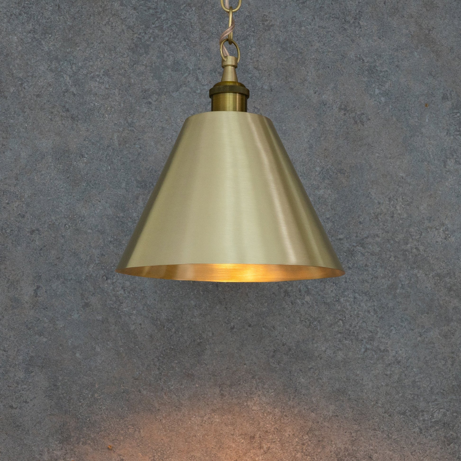 Brushed Brass Cone Pendant Light - Sleek Modern Moroccan Task Lighting - Insideast