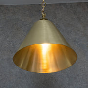 Brushed Brass Cone Pendant Light - Sleek Modern Moroccan Task Lighting - Insideast