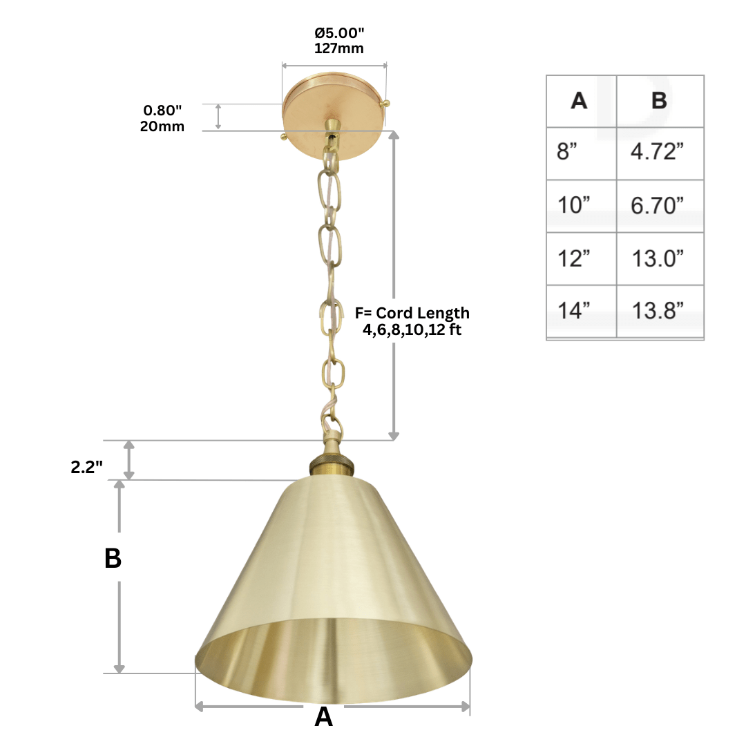 Brushed Brass Cone Pendant Light - Sleek Modern Moroccan Task Lighting - Insideast