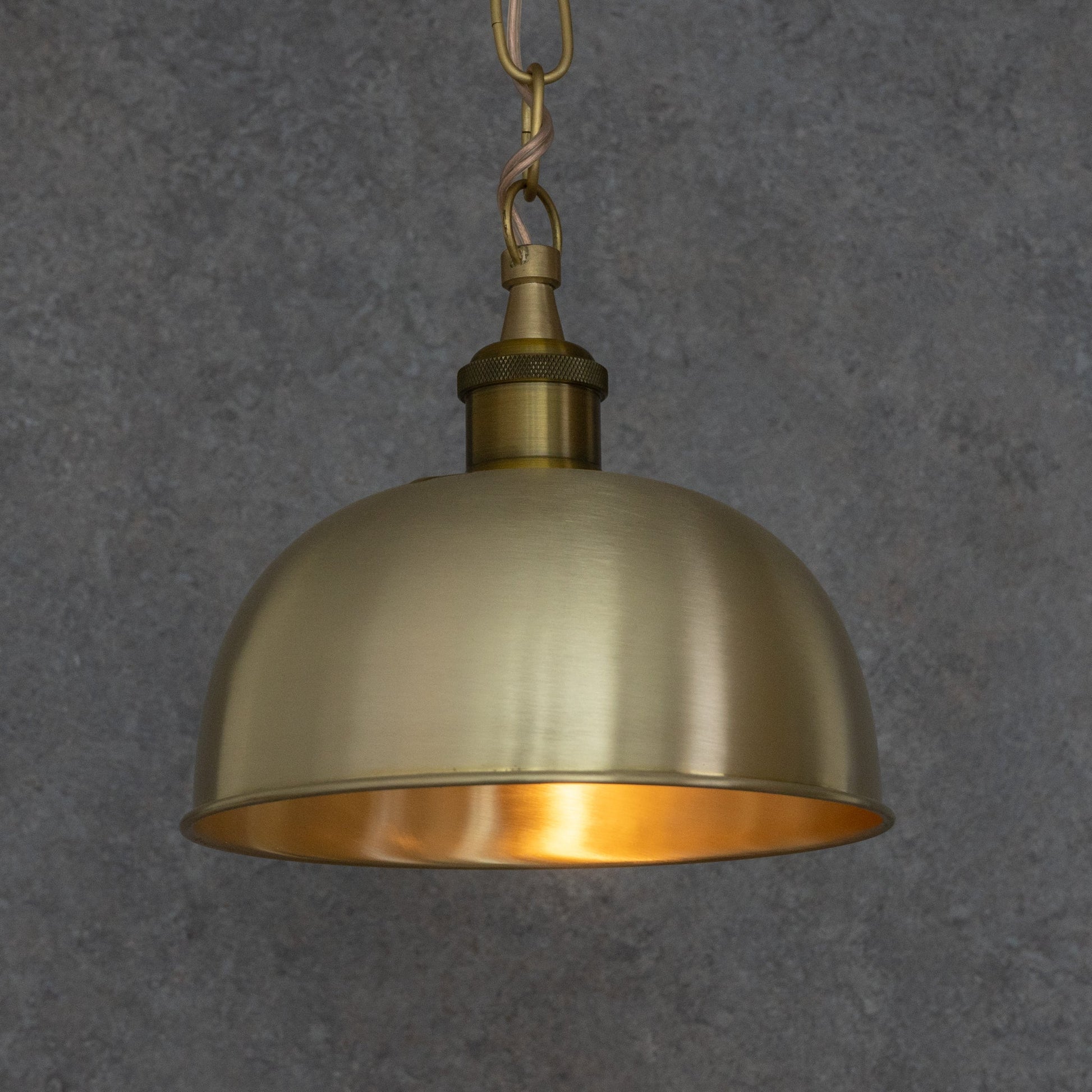 Brushed Brass Flared Dome Pendant Light - Hand - Finished Moroccan Brass Pendant - Insideast