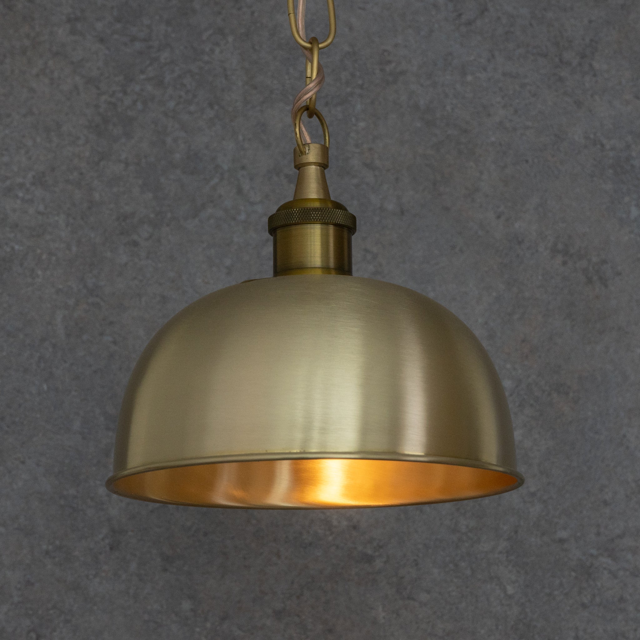 Brushed Brass Flared Dome Pendant Light - Hand - Finished Moroccan Brass Pendant - Insideast
