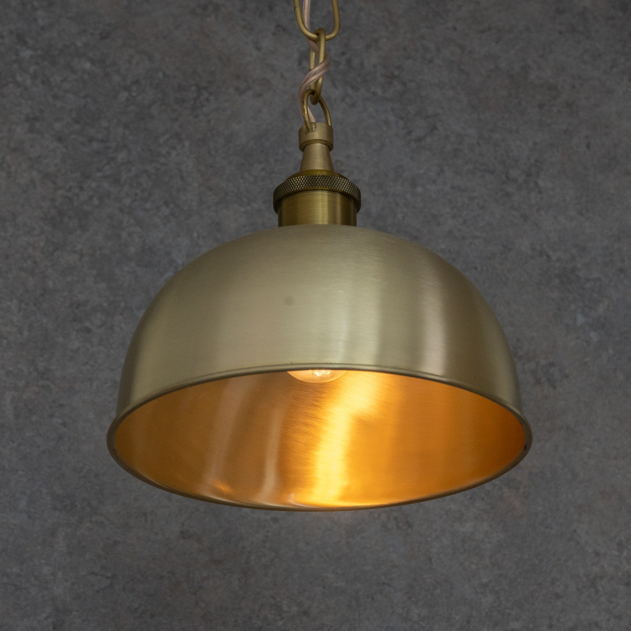 Brushed Brass Flared Dome Pendant Light - Hand - Finished Moroccan Brass Pendant - Insideast