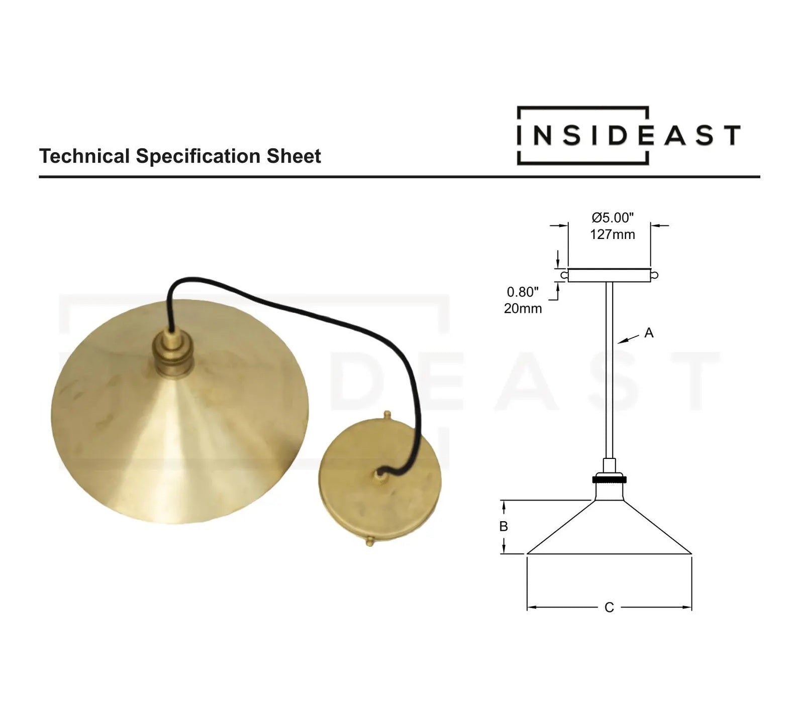 Brushed Brass Pendant Light Shade, Ceiling Mount Kitchen Island Lighting, Brass Hanging Lamp Dining Table - Insideast