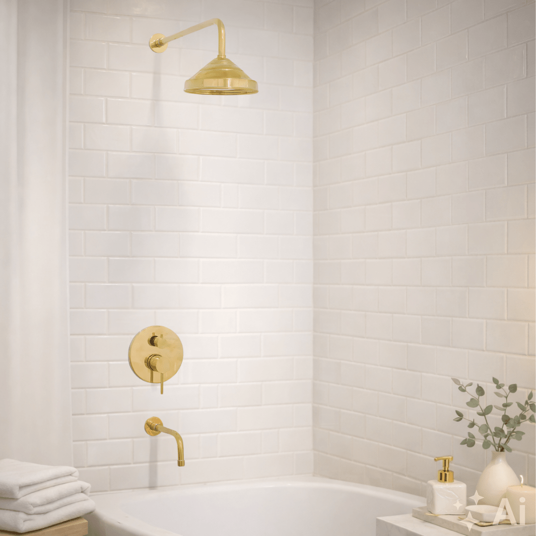 Built - in 2 outlet Brass Shower System - Head Shower System With Tub Filler - Insideast