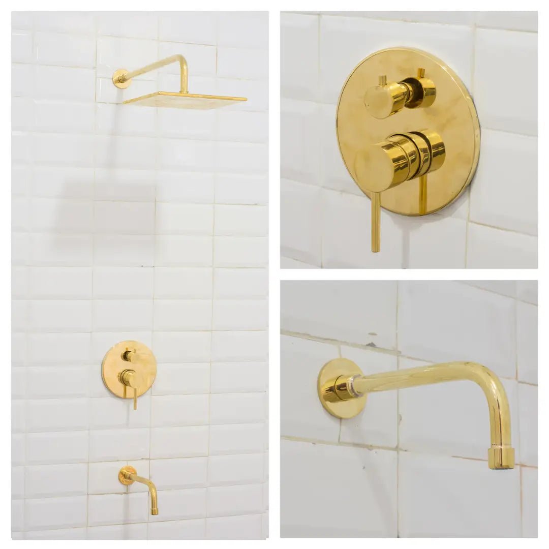 Built - in 2 outlet Brass Shower System - Head Shower System With Tub Filler - Insideast