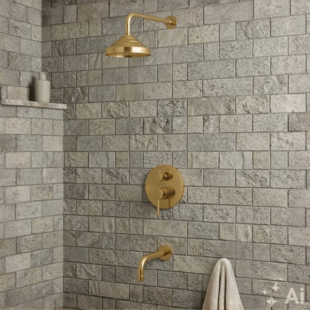 Built - in 2 outlet Brass Shower System - Head Shower System With Tub Filler - Insideast