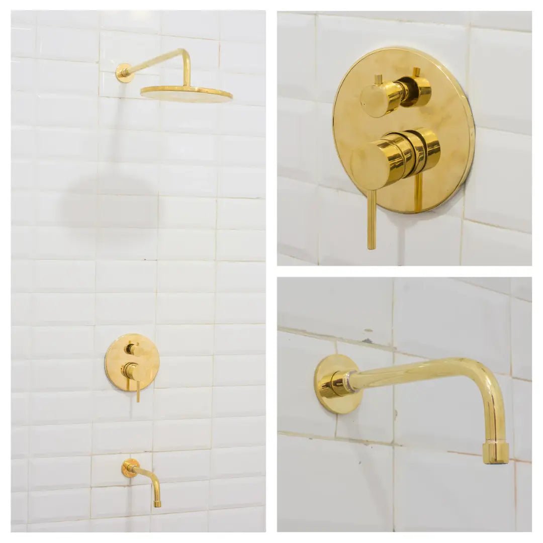 Built - in 2 outlet Brass Shower System - Head Shower System With Tub Filler - Insideast