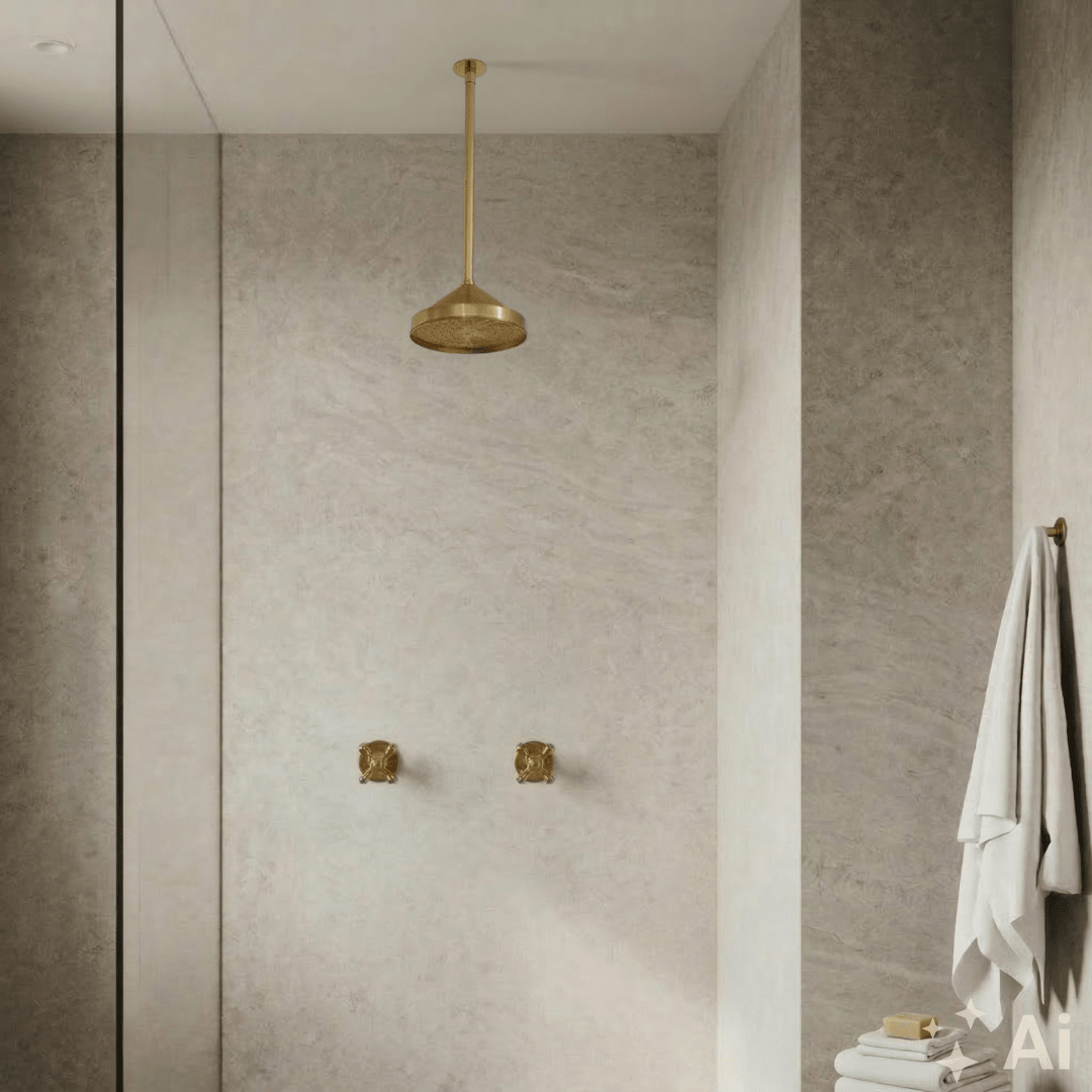 Ceiling Mount Shower System, Two Handle Shower System, Rainfall Shower System, Ceiling Showerhead, Overhead Shower - Insideast