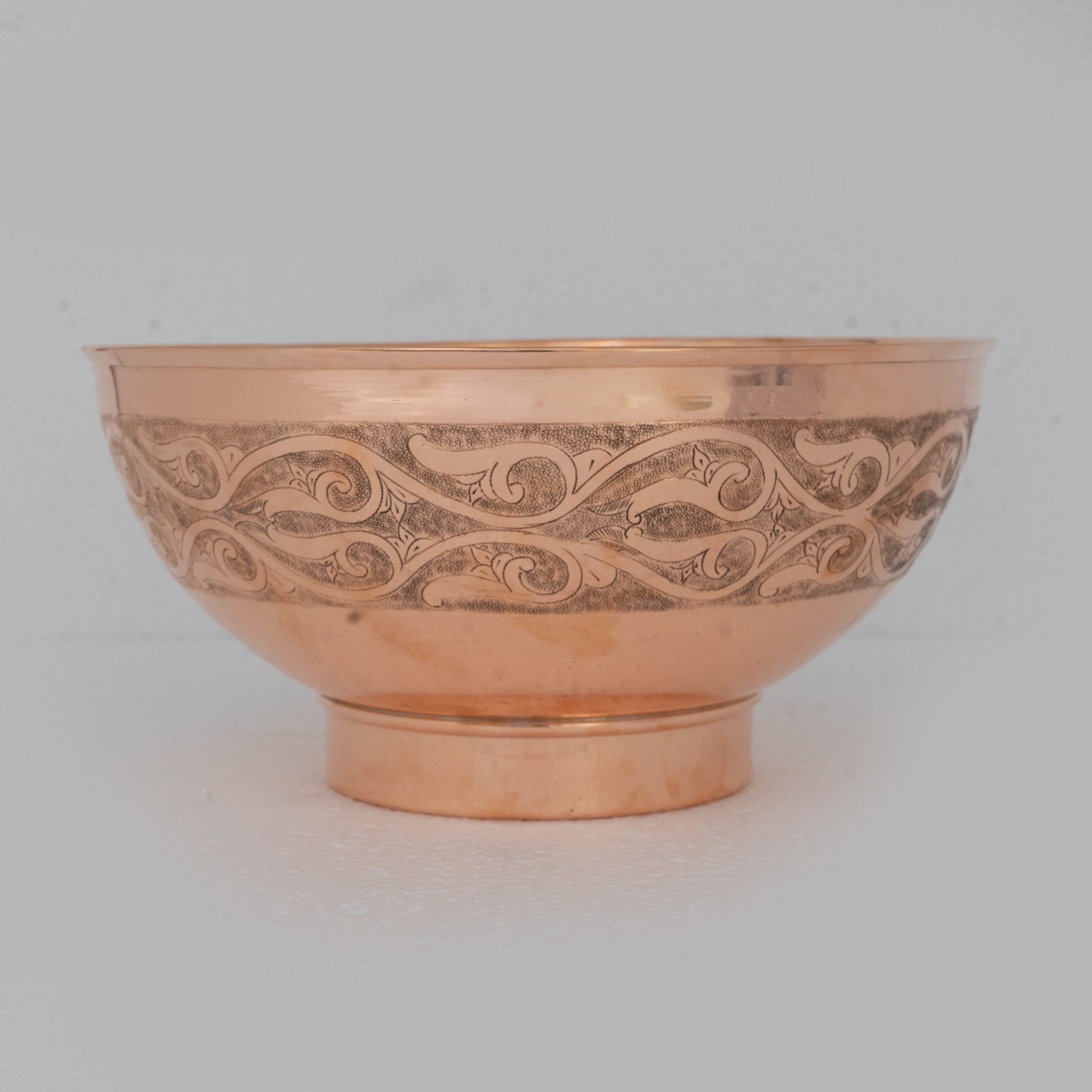Copper Bathroom Vessel Sink, Bowl Vanity Sink, Hand Engraved & Hammered - Insideast