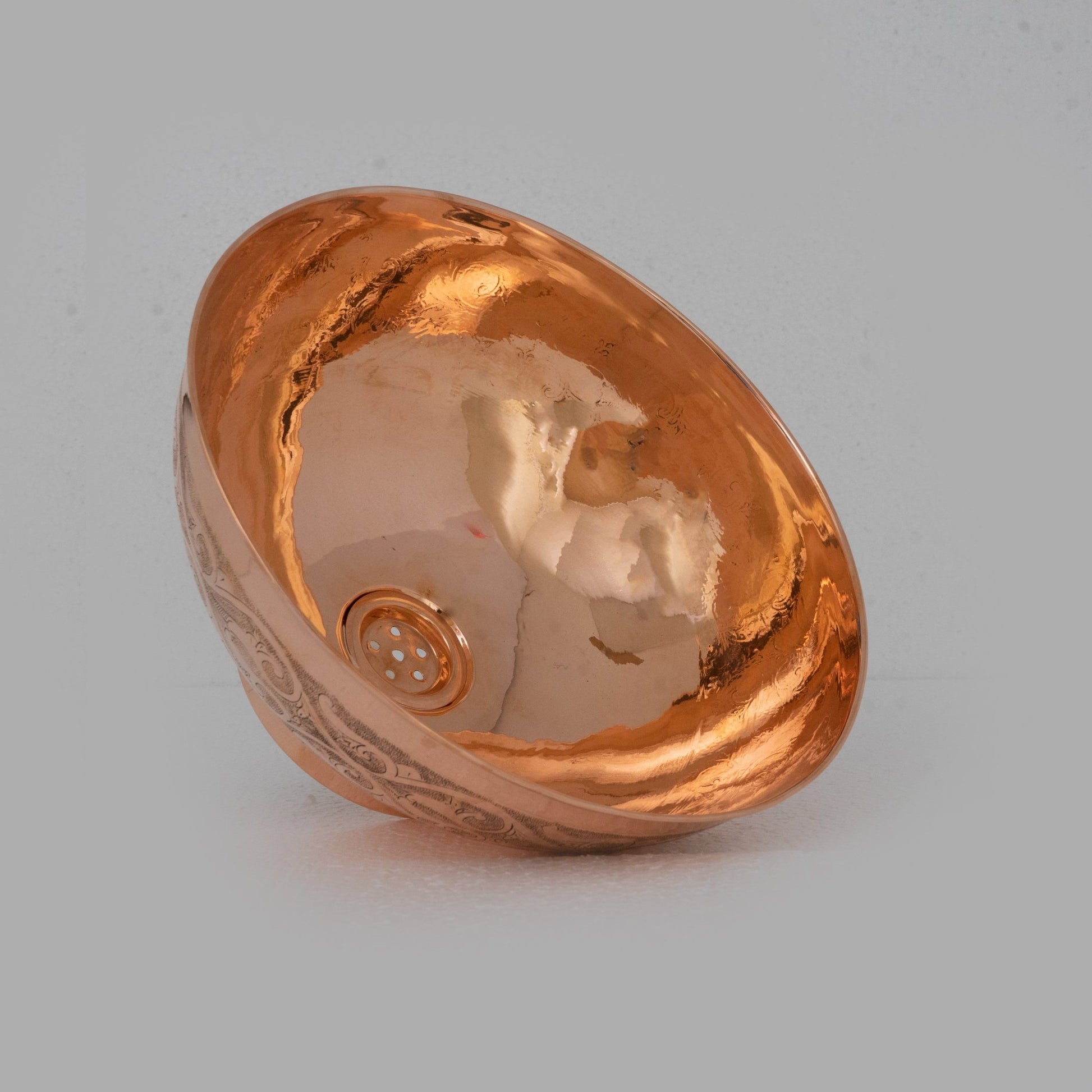 Copper Bathroom Vessel Sink, Bowl Vanity Sink, Hand Engraved & Hammered - Insideast