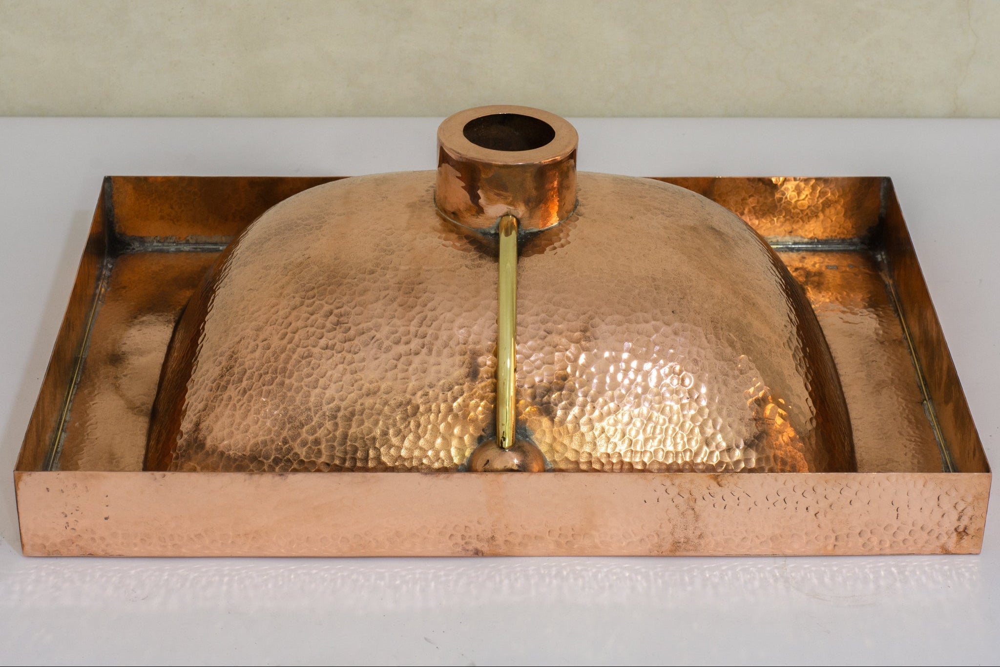 Customizable Raised Profile Bathroom Copper Sink, Hammered Copper Rectangular Sink, Vanity Sink Copper - Insideast