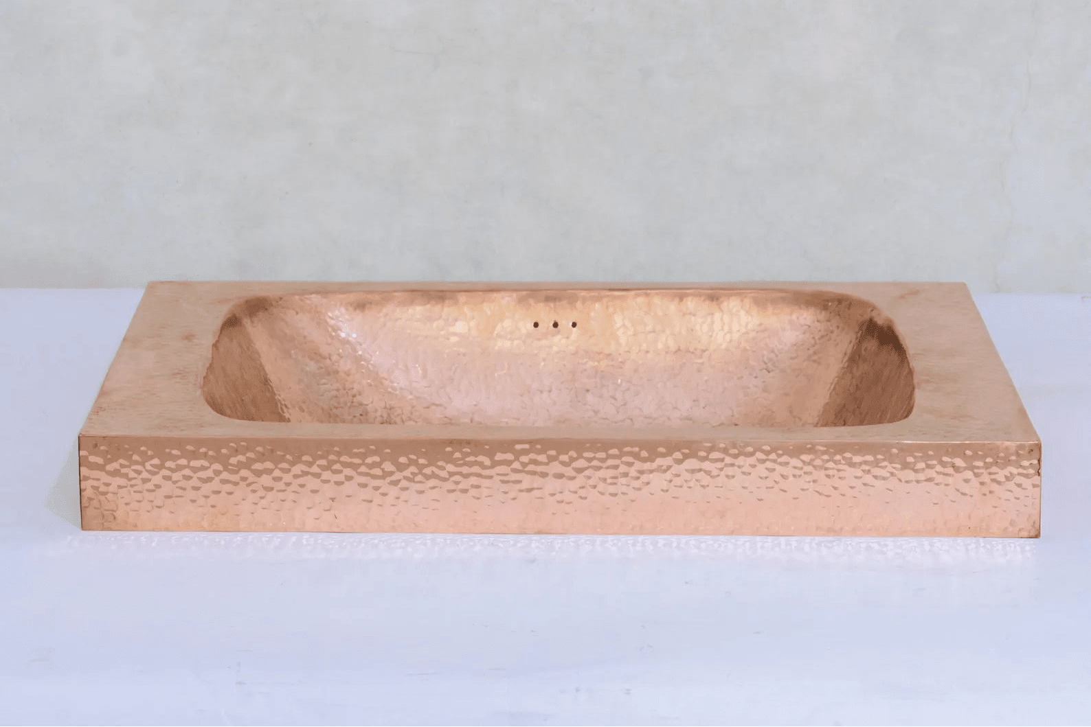 Customizable Raised Profile Bathroom Copper Sink, Hammered Copper Rectangular Sink, Vanity Sink Copper - Insideast
