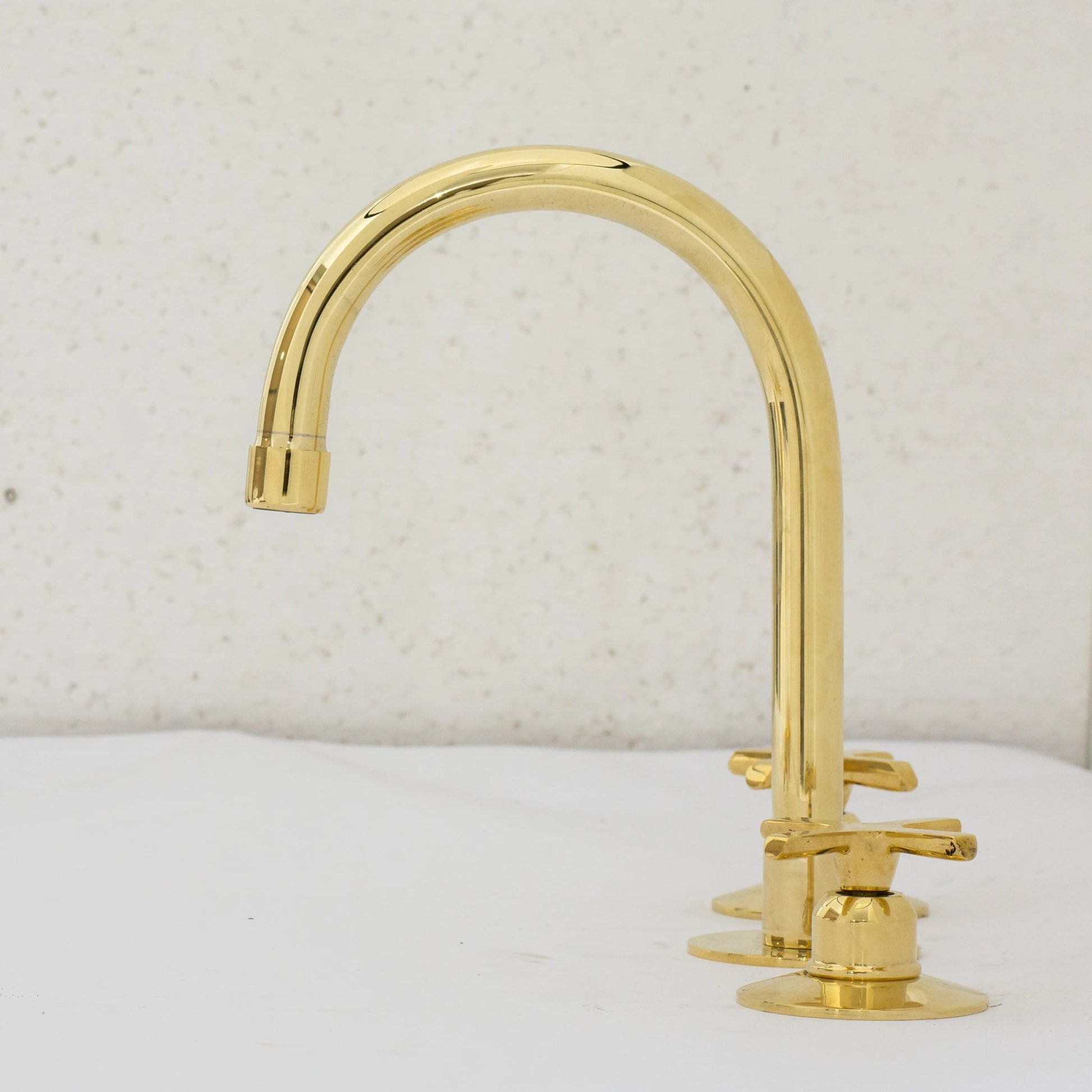 Deck Mounted Unlacquered Brass Faucet, Vanity Sink Faucet, Antique Brass Bathroom Faucet - Insideast
