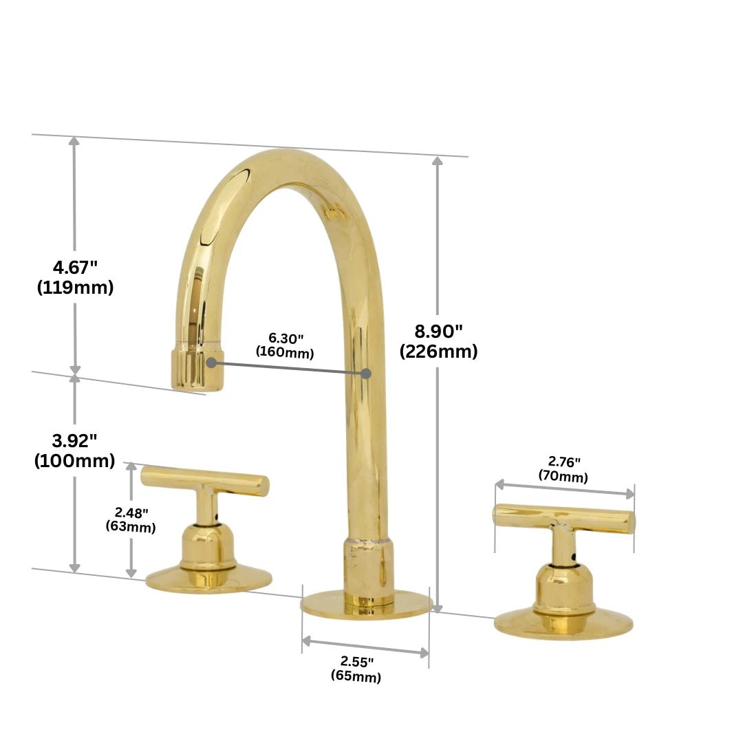 Deck Mounted Unlacquered Brass Faucet, Vanity Sink Faucet, Antique Brass Bathroom Faucet - Insideast