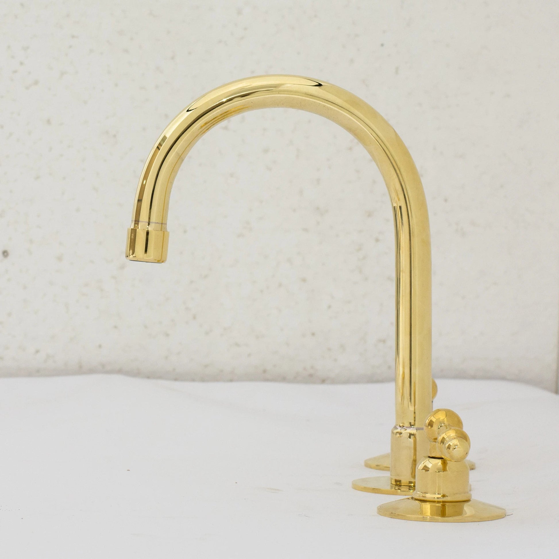 Deck Mounted Unlacquered Brass Faucet, Vanity Sink Faucet, Antique Brass Bathroom Faucet - Insideast