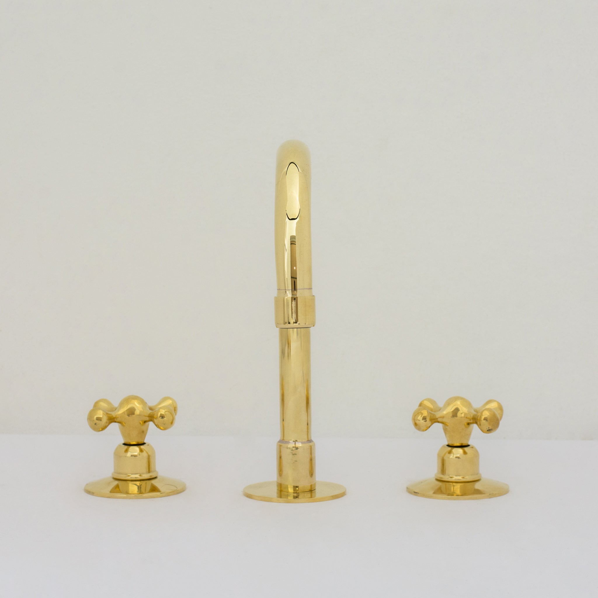 Deck Mounted Unlacquered Brass Faucet, Vanity Sink Faucet, Antique Brass Bathroom Faucet - Insideast