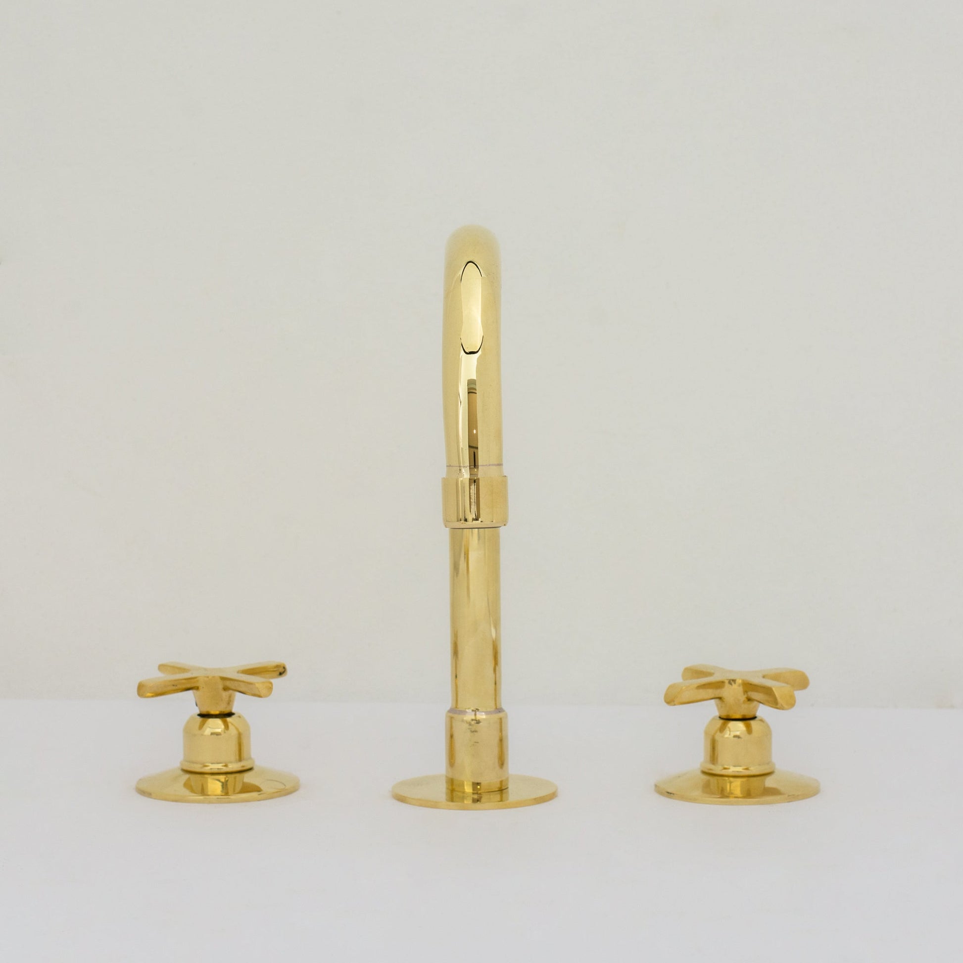 Deck Mounted Unlacquered Brass Faucet, Vanity Sink Faucet, Antique Brass Bathroom Faucet - Insideast