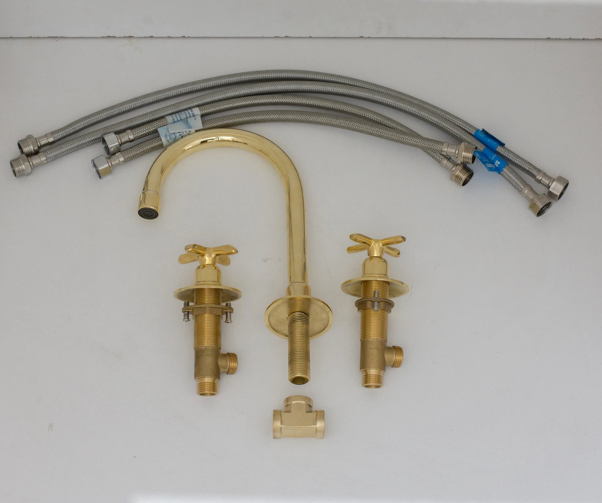 Deck Mounted Unlacquered Brass Faucet, Vanity Sink Faucet, Antique Brass Bathroom Faucet - Insideast