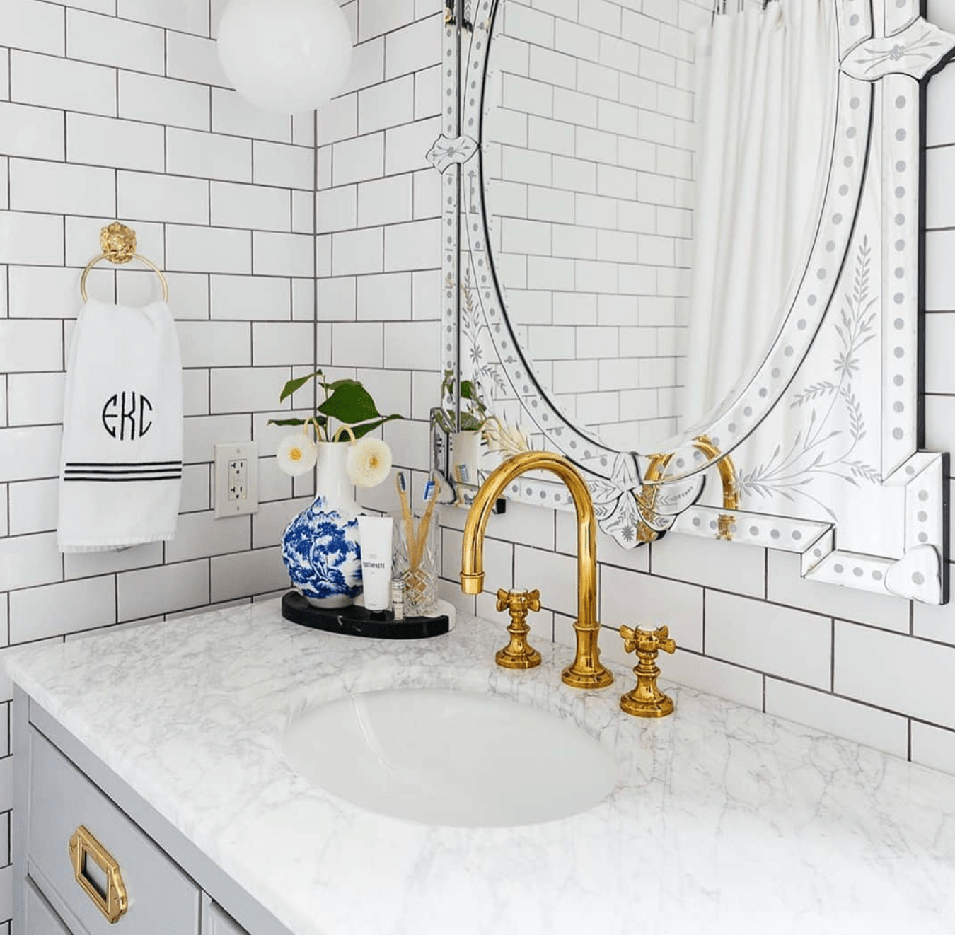 Deck Mounted Unlacquered Brass Faucet, Vanity Sink Faucet, Antique Brass Bathroom Faucet - Insideast