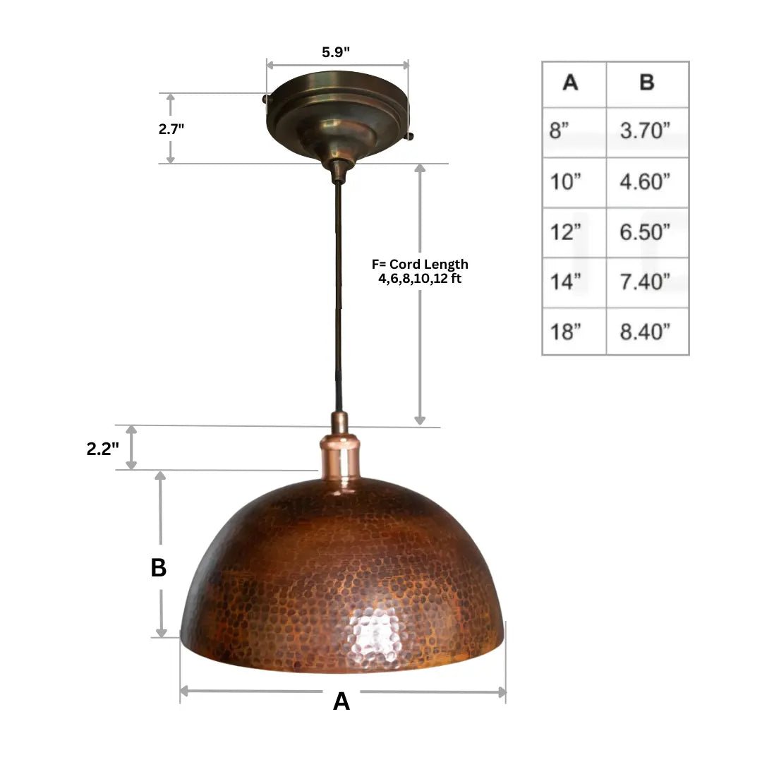 Dome - Oxidized Copper Pendant Light, Kitchen Island - Insideast