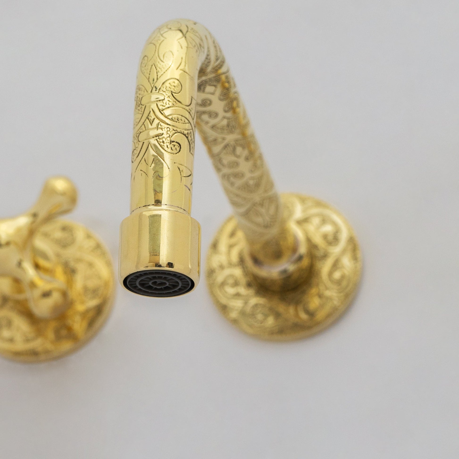 Engraved Solid Brass Built - in Faucet, Unlacquered Bathroom Sink Faucet - Insideast